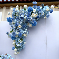 Nouvel ensemble personnalisé bleu ciel de fleurs artificielles roses et lys pour décoration de mariage/anniversaire, toile de fond de scène, chemin de fleurs pour allée