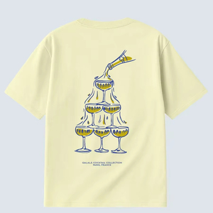 Top 100% coton hommes T-Shirts élégant ample décontracté banlieue à manches courtes Unique motif amusant <span class=keywords><strong>verre</strong></span> à <span class=keywords><strong>vin</strong></span> distinctif 220 grammes - Product Image 1