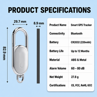Traceur GPS GSM Métal Mini Étanche IP67 pour Animaux de Compagnie, AGPS Anti-Perte, Localisateur Porte-clés Chien Chat, Portable, Autonomie 1 An