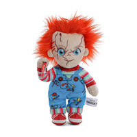 Peluche personnalisée avec logo, Chucky et Tiffany, poupée en peluche Chucky Bride, jouet en peluche d'Halloween, dessin animé effrayant, coussin doux en gros