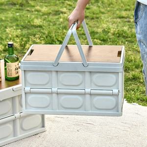 IRONDONKEY Équipement de camping Rangement pliant Comptoir en bois Panier en plastique Boîte de rangement pliante - Product Image 4