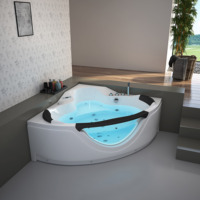Baignoire à remous autoportante élégante pour 2 personnes, profonde, avec lumière LED
