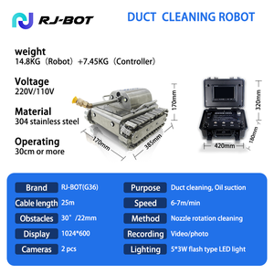 RJ-Bot G36 เครื่องมือ<span class=keywords><strong>ท</strong></span>ำความสะอาดคราบไขมันในครัวอุตสาหกรรม รุ่นใหม่ สำหรับ<span class=keywords><strong>ท</strong></span>ำความสะอาด<span class=keywords><strong>ท</strong></span>่อระบายอากาศแบบหมุน  <span class=keywords><strong>ท</strong></span>ำจากสแตนเลส กันน้ำระดับ IP65 - Product Image 6