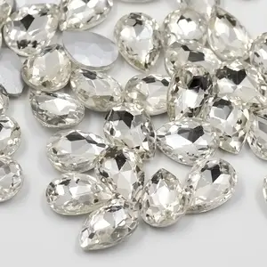 4*6 millimetri 13*18mm 20*30 millimetri di Vetro Pointback Pietre di Cristallo Appliques di Goccia di Vetro Trasparente strass Per Abbigliamento Monili Che Fanno