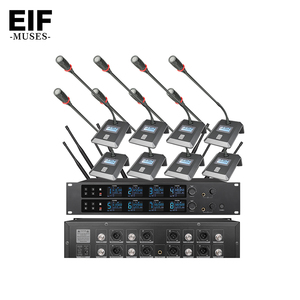 EIF 8 Channel UHF <b>Wireless</b> Conference Microphone System with Gooseneck <b>Mics</b> and Rack Mount Receiver - Product Image 1