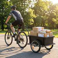 Remorque de vélo à plateforme fermée en acier inoxydable durable pour activités de plein air, grande capacité de charge de 90 L/150 lb pour outils
