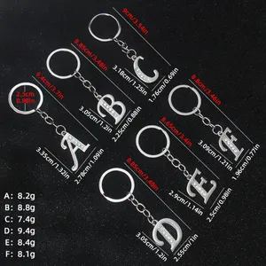 Porte-clés pendentif 26 lettres A-Z, breloque alphabet anglais tendance, ornement élégant, anneau <span class=keywords><strong>de</strong></span> clé DIY, cadeau pour amie, sac à main - Product Image 4
