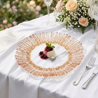 Assiette de Présentation en Verre Transparent Écologique et Sans BPA, Style Minimaliste Doré, Idéale pour Mariages, Hôtels et Restaurants (Vente en Gros)