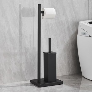2025 thiết kế mới Matt Đen miễn phí đứng giấy vệ sinh đứng kim loại xây dựng với tích hợp bàn chải và phụ tùng giữ cuộn - Product Image 3