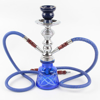 Ensemble de chicha métallique moderne et minimaliste arabe transfrontalier avec 2 tuyaux, comprenant des pipes à tige simple et double pour fumer la chicha dans les bars
