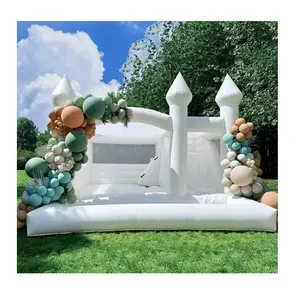 Château gonflable Commercial pour enfants, maison gonflable avec glissière, château gonflable de mariage blanc avec fosse à balles à vendre