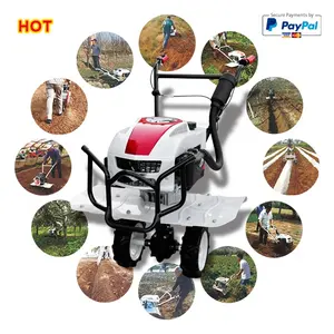 170F trencher digger with 2 wheel hand trench cutter micro trenching machine mini power tiller farm cultivator