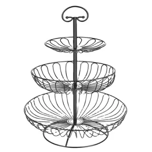 Supporto per cesto di frutta in filo metallico per verdure, snack, cestino per frutta da banco per pane supporto per cesto di frutta in ferro a 3 livelli