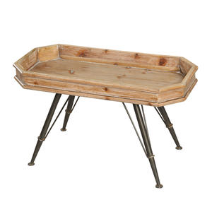 [] Wooden <b>Coffee</b> <b>Table</b> With Metal Legs <b>Rectangle</b> Small Living Room <b>Table</b> For Apartment Balcony Use - Product Image 5