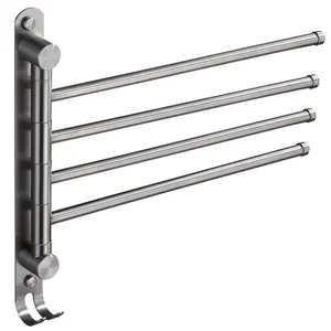 4 bars Bathroom accessory rack satin nickel 304 stainless steel Swivel towel bar