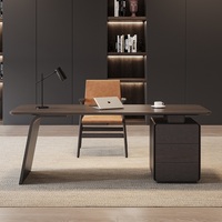 Bureau de direction moderne pour le bureau à domicile, avec tiroirs, charge sans fil, finition en bois laqué, design minimaliste