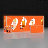 Stand d'exposition professionnel personnalisable 3x6m, mural modulaire rétroéclairé 10x20ft avec boîte à lumière LED et impression premium