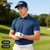 Kaos Polo Kasual Pria Lengan Pendek Katun Pique Campuran Kerah Klasik Bernapas Menyerap Keringat Elastis untuk Golf Tenis