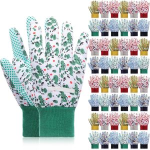 Frigg Gardening <b>Gloves</b> Floral PVC Grip Cotton Polyester Elastic Wrist Breathable Anti-Slip Hand <b>Wash</b> Ambidextrous ANSI/ISEA Cut - Product Image 1