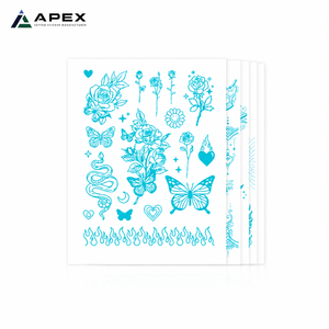 Adesivo per tatuaggio all'henné con stella e luna luminose, mix celeste, 120x158 mm - Product Image 1