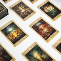 Baraja de Tarot personalizada lámina de oro negro baraja de cartas de Tarot de oro hermoso