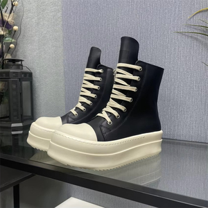 Bottes d'hiver de luxe pour homme <span class=keywords><strong>Owens</strong></span>, en cuir véritable, à semelle épaisse, rehaussantes, à lacets - Product Image 1