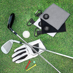 Serviettes de golf en microfibre gaufrée personnalisées à prix d'usine avec clips et aimant pour le nettoyage des clubs et des balles de golf - Product Image 5