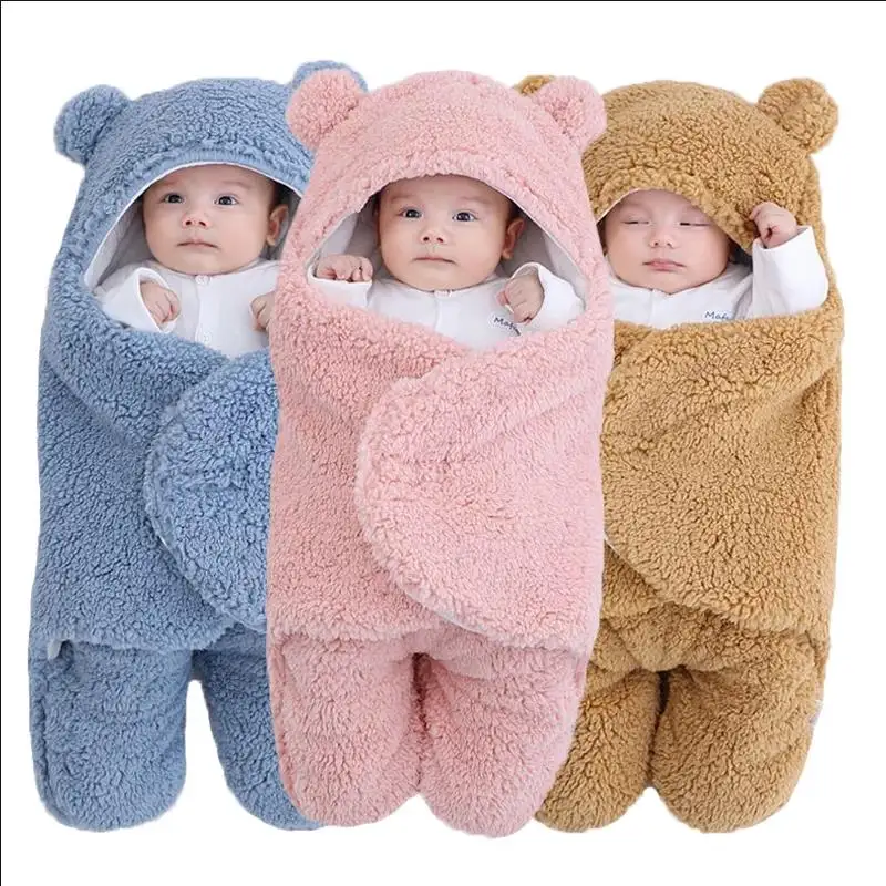 Hot Selling Winter Sleeping Nursery Wrap Ultra Baby Sleep Sack Soft Fluffy Newborn Blanket Infant Baby Sleeping Bag baby romper