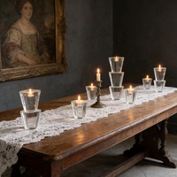 Support à bougie en cristal taillé en forme de trapèze géométrique, support à bougie en cristal K9 pour une décoration romantique de dîner aux chandelles