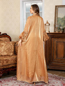 Nouvelles Abayas 2026 de Dubaï et d'Arabie Saoudite, modestes, islamiques, pour Ramadan, Aïd, printemps et été, avec manches à volants, 2 ensembles, en polyester <span class=keywords><strong>l</strong></span>éger - Product Image 5