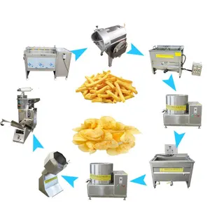 Línea de producción de patatas fritas semiautomática a pequeña escala, máquina automática para hacer patatas fritas