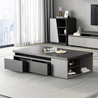 Meuble TV moderne de luxe en marbre avec meuble de rangement et ensemble table basse