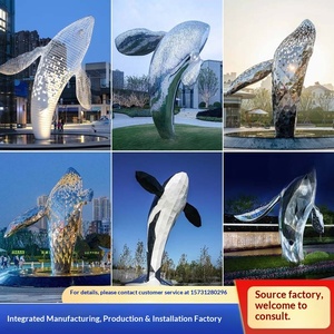 Sculpture de baleine moderne personnalisée en acier inoxydable Hebei, ajourée et lumineuse, grande pièce décorative pour extérieur - Product Image 5