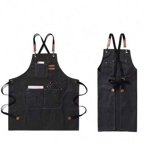 WSY5673 Custom Waterproof Oil-proof 100% Cotton Canvas Cooking <b>Kitchen</b> <b>Aprons</b> for Men - Product Image 1