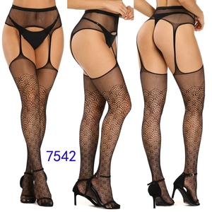 Usine élastique jarretière collants collants femmes Sexy noir solide Transparent tricoté collants ouvert entrejambe étrier Leggings - Product Image 2