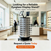 Support rotatif en métal pour lunettes avec miroir |   Présentoir cylindrique pour lunettes de soleil pour magasin d'optique et commerce de détail