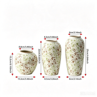 Ensemble de 3 vases en céramique peints à la main de style campagnard français, décor floral pour table à manger, entrée, centre de table de salon