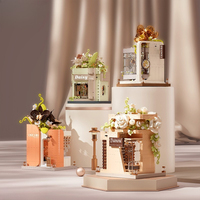 Blocs de construction floraux romantiques, maison florale en verre transparent, ensemble de construction de boutique miniature, vente en gros OEM
