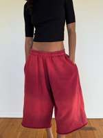 Pantalon de jogging unisexe ample à jambe large, taille haute, décontracté, style streetwear, rouge, 100 % coton, pour l'été