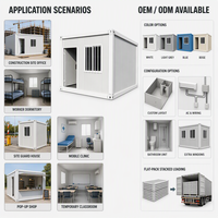 Maison conteneur modulaire préfabriquée de 20 pieds, bureau, dortoir, démontable, à emballage plat, avec aménagement personnalisable moderne et panneaux sandwich en acier