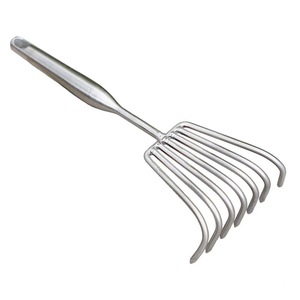 Stainless Steel Garden Rake 14 Tines Metal Handle For Soil Loosening Gardening Clam Digging Beachcombing - Product Image 2