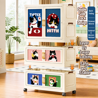 Armoire de rangement pliable et empilable pour la maison avec roulettes mobiles, installation sans outil par clipser, organisateur anti-poussière pour le rangement des jouets