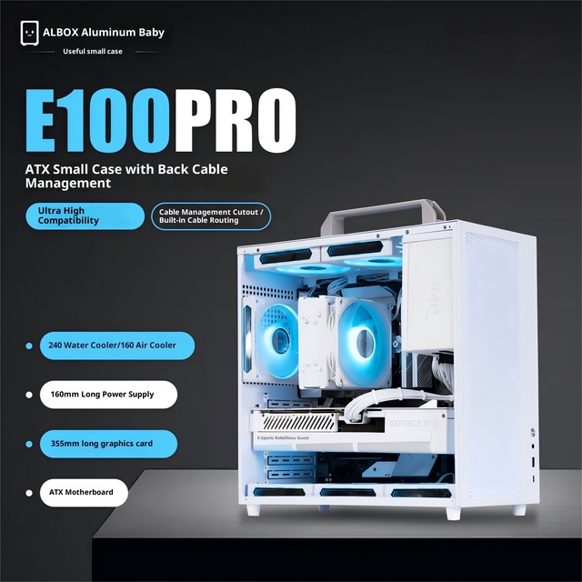 High-end Custom E100pro Mid Tower Backward Cable Routing ATX Water Cooling Air Cooling Portable MATX Motherboard Case