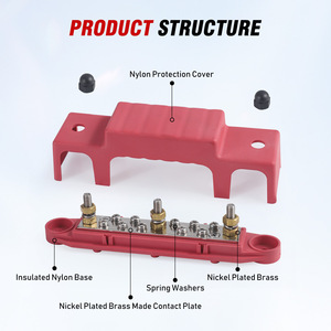 Bloque de Distribución de Batería 150A, Riel de Terminales de Cobre con Aislamiento de Nylon Rojo para Sistema Eléctrico de RV y Barcos - Product Image 2