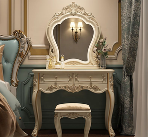 Table de toilette multifonctionnelle en bois massif de style européen, petite table de toilette de style français pour <span class=keywords><strong>chambre</strong></span> à coucher, avec rangement, idéale pour les espaces ruraux - Product Image 1