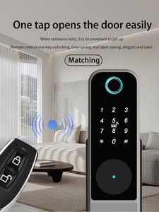 Serrure de porte intelligente WiFi Tuya - Sécurité avec fonction étanche, lecteur d'empreintes digitales à semi-conducteurs, accès par clé et stockage de données sur le cloud - Product Image 5