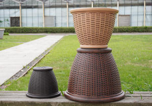 Étagère à <span class=keywords><strong>plantes</strong></span> en <span class=keywords><strong>plastique</strong></span> effet rotin écologique avec trou de drainage, emballage prêt <span class=keywords><strong>pour</strong></span> les programmes de centres de jardinage - Product Image 4