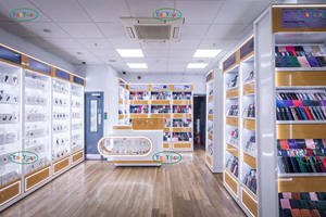 Legno Slot parete armadietto <span class=keywords><strong>Display</strong></span> telefono cellulare bancone negozio riparazione accessori negozio Design negozio Mobile negozio - Product Image 2