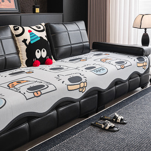 Cute Cartoon <b>Dog</b> Ice Silk <b>Sofa</b> Cover 145-185CM Non-Slip Modular <b>Sofa</b> Cushion All Season Dust Proof Cat Scratch Resistant - Product Image 1