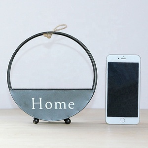 Maceta colgante de pared de forma redonda, maceta de hierro artístico para flores de estilo parisino, <span class=keywords><strong>cesta</strong></span> con asas de cuerda trenzada - Product Image 5